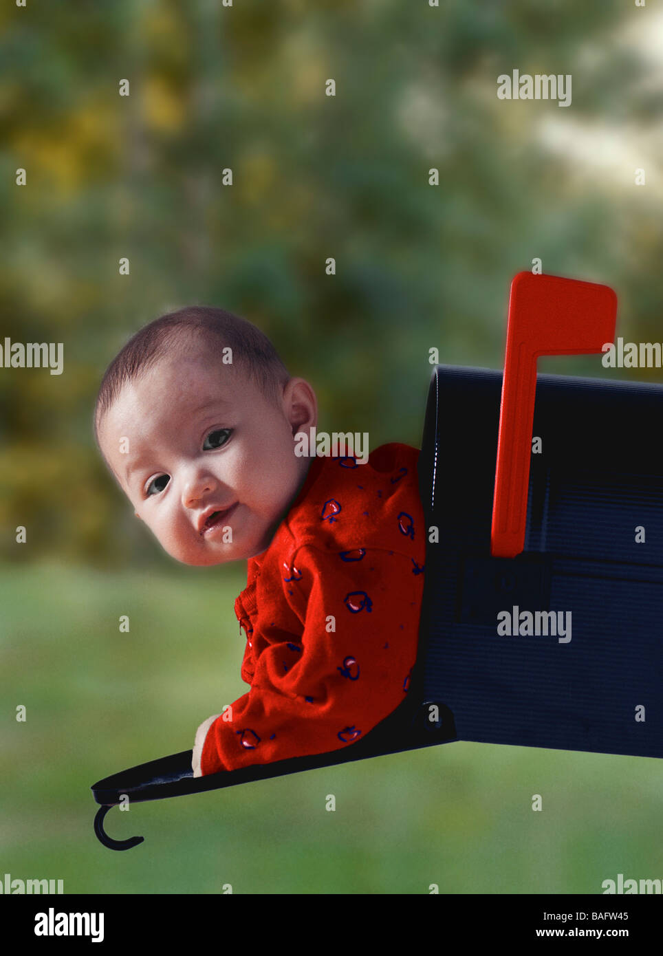 Baby in mailbox Stock Photo Alamy