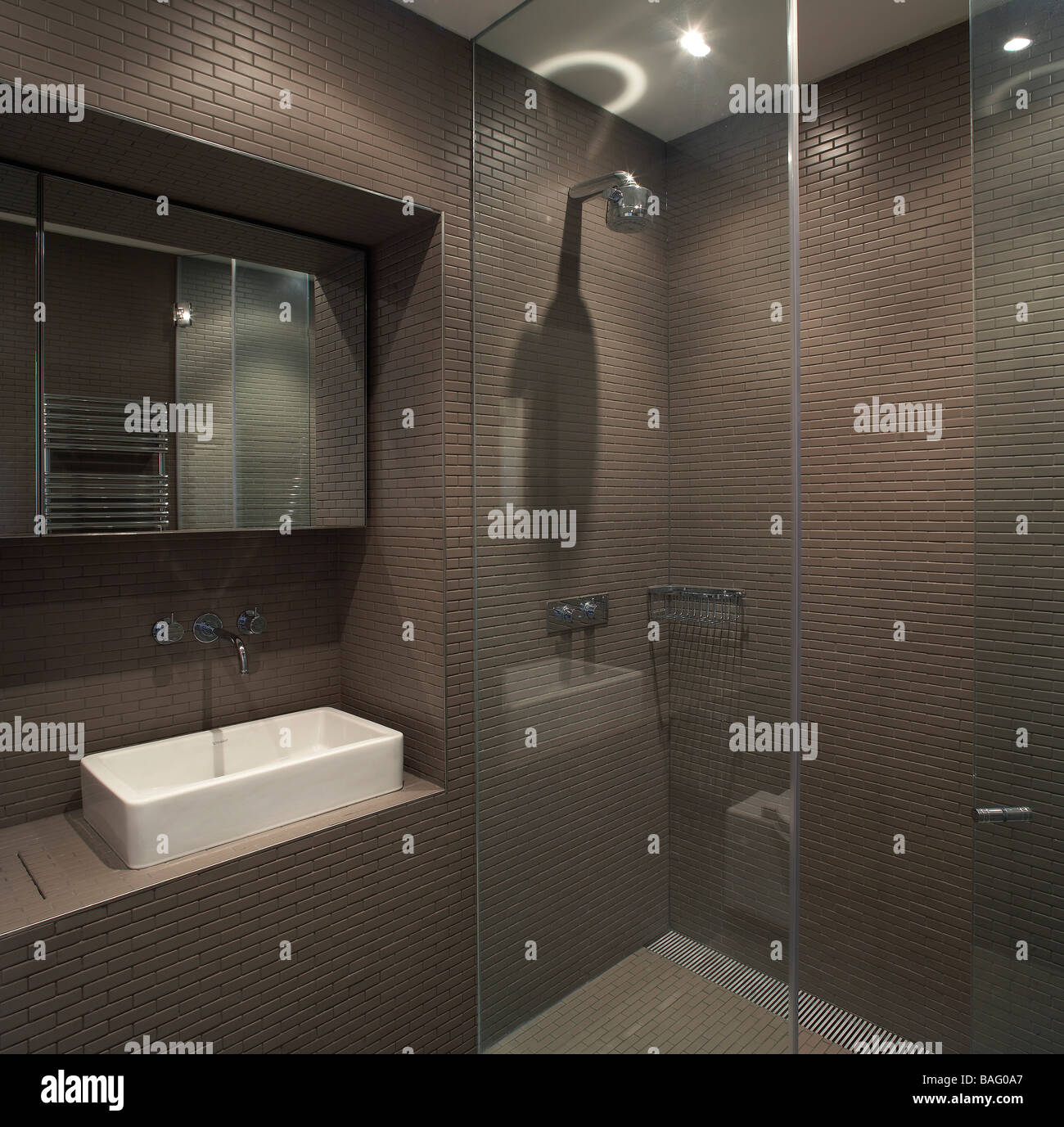 Private House, London, United Kingdom, Found Associates, Private house guest drenchroom. Stock Photo