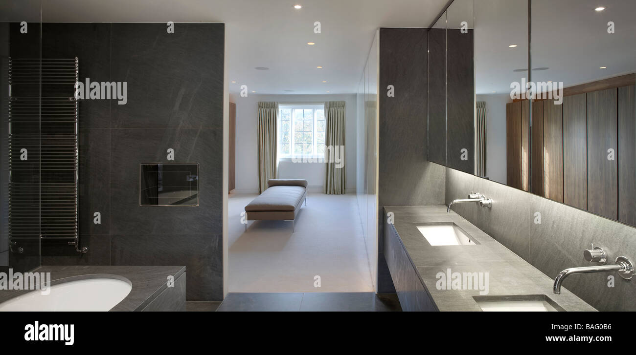 Private House, London, United Kingdom, Found Associates, Private house master bathroom. Stock Photo