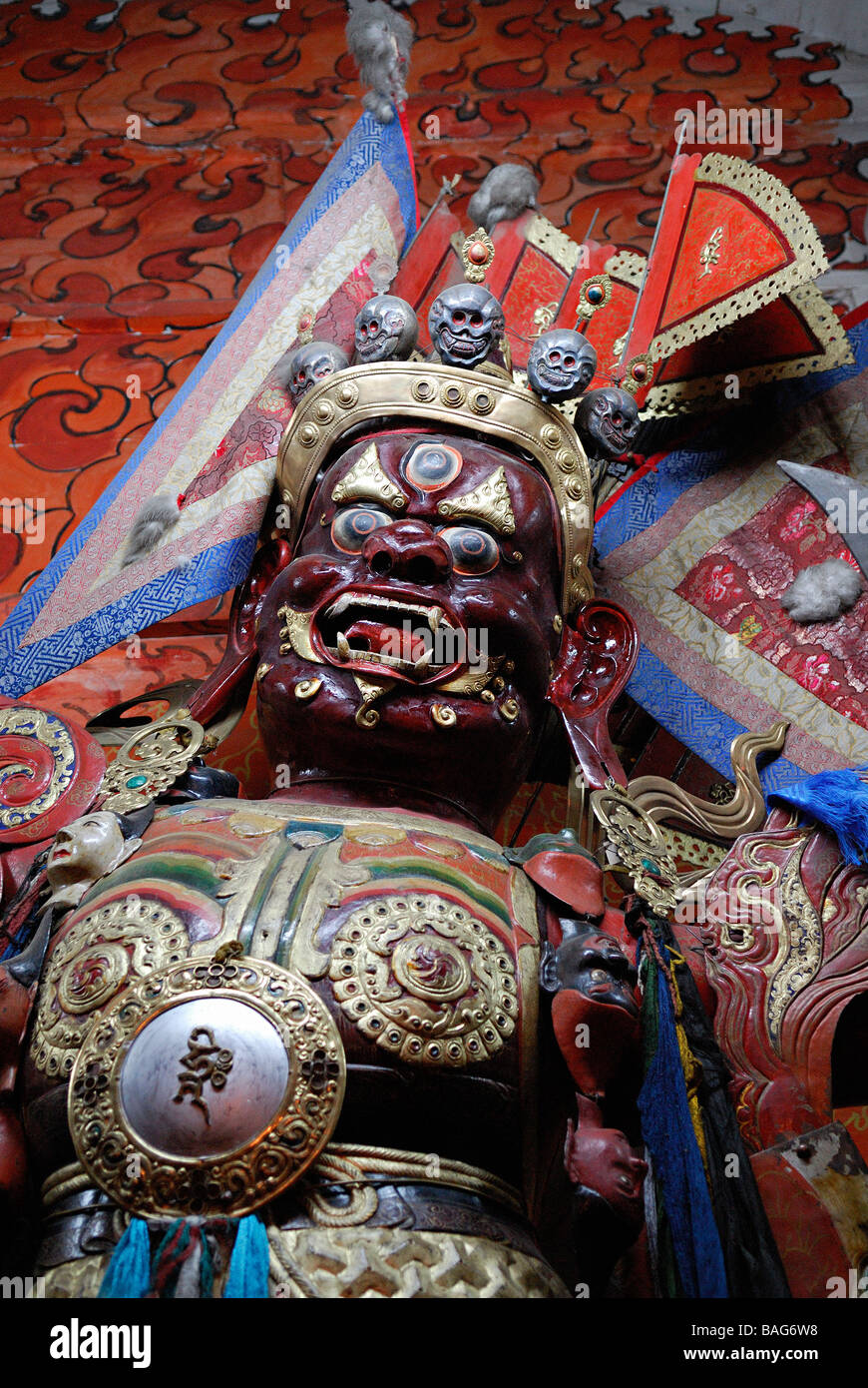 Mongolia, Ulanbaatar, Monastery-Museum of Choijin Lama, wrathful deity statue Stock Photo