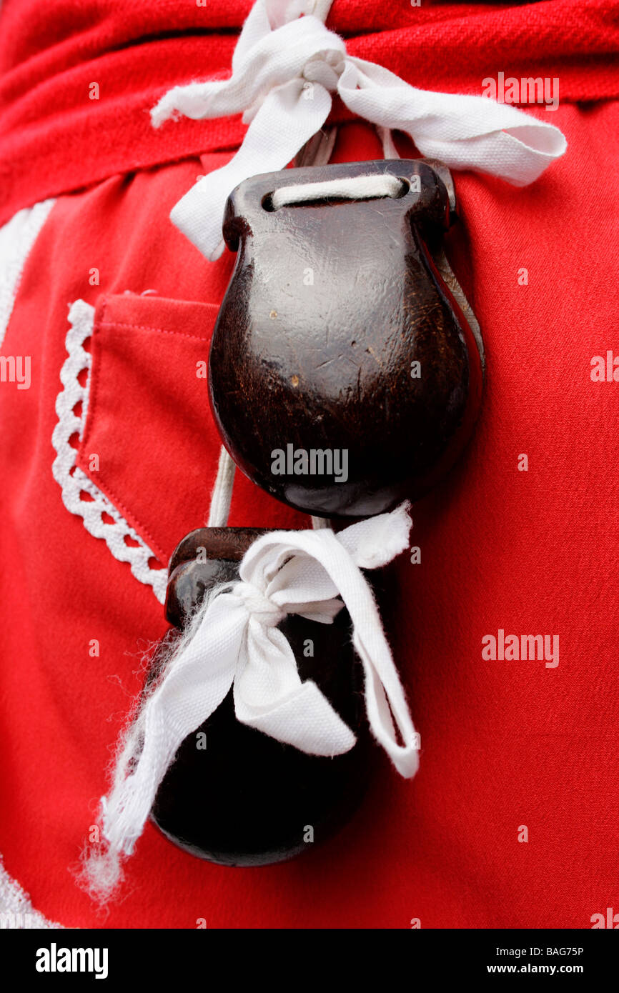 Dancer from folklore group on El Hierro in traditional costume with