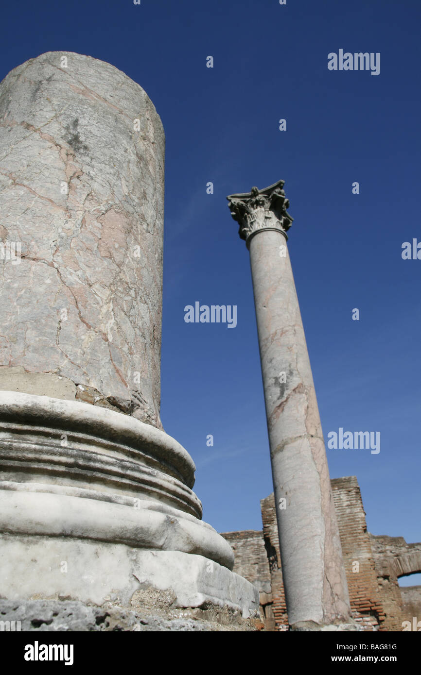 roman ruins in the ancient town of ostia antica, italy Stock Photo