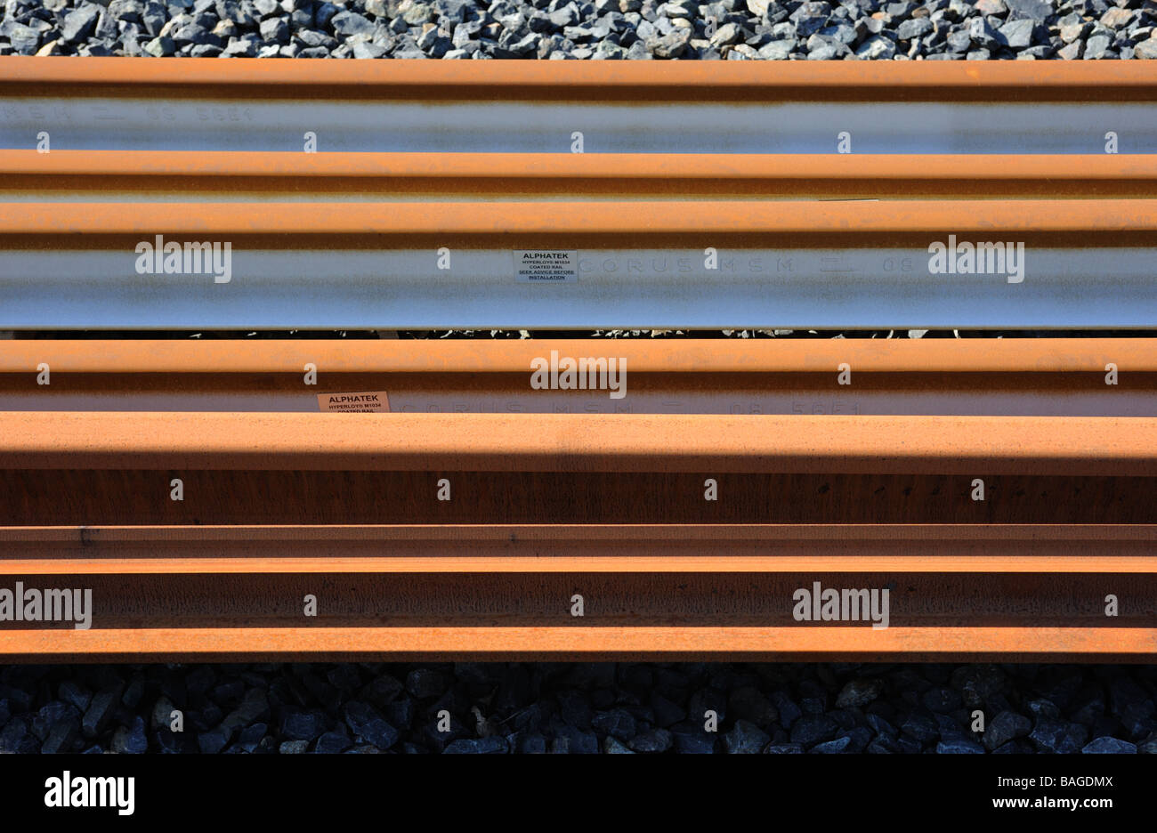 Rusty iron rail track. Cumbria, England, United Kingdom, Europe. Stock Photo