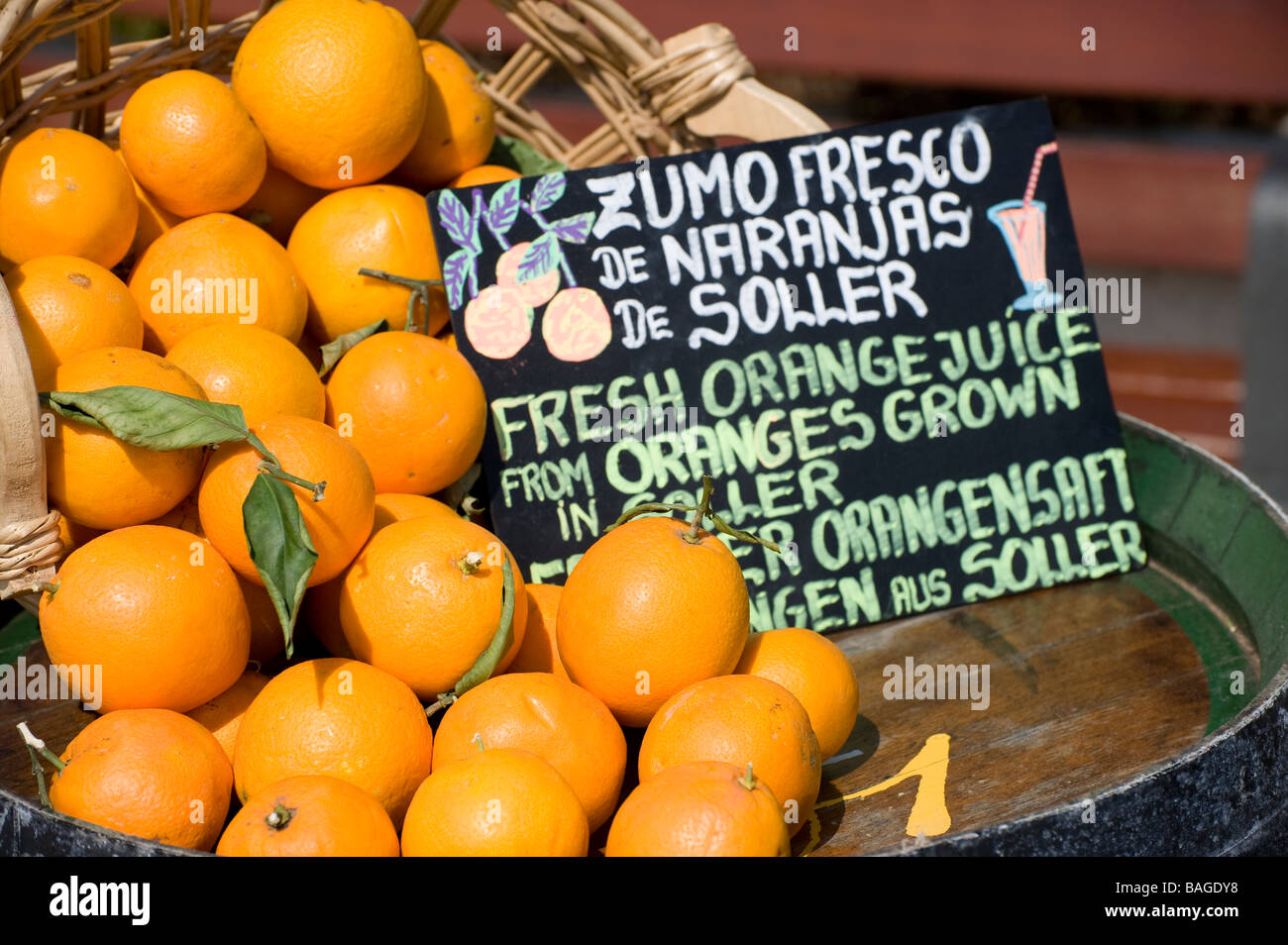 Oranges on an orange juice stall in the spanish resort of Stoller