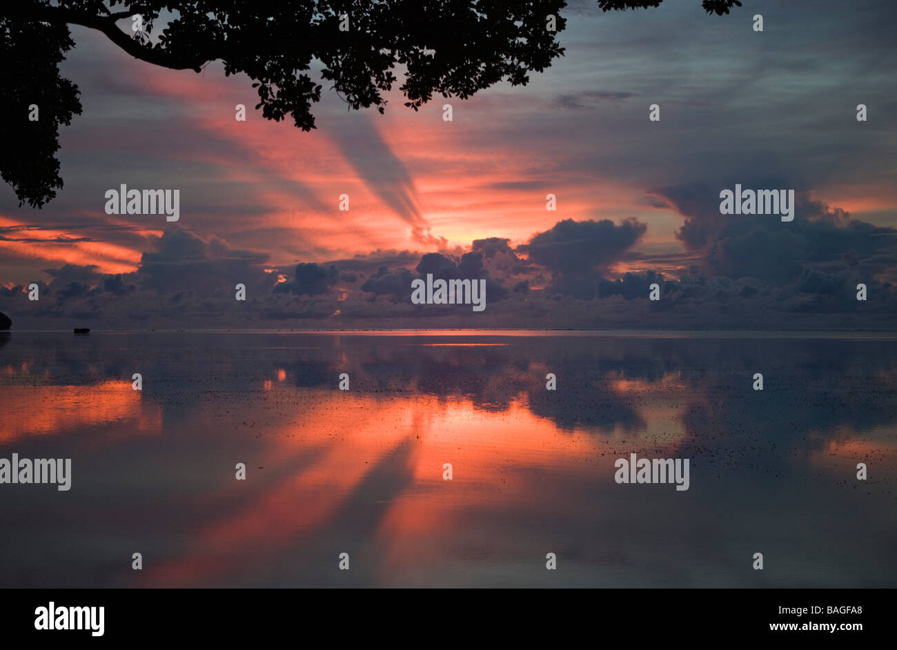 Sunset at Palau Micronesia Palau Stock Photo