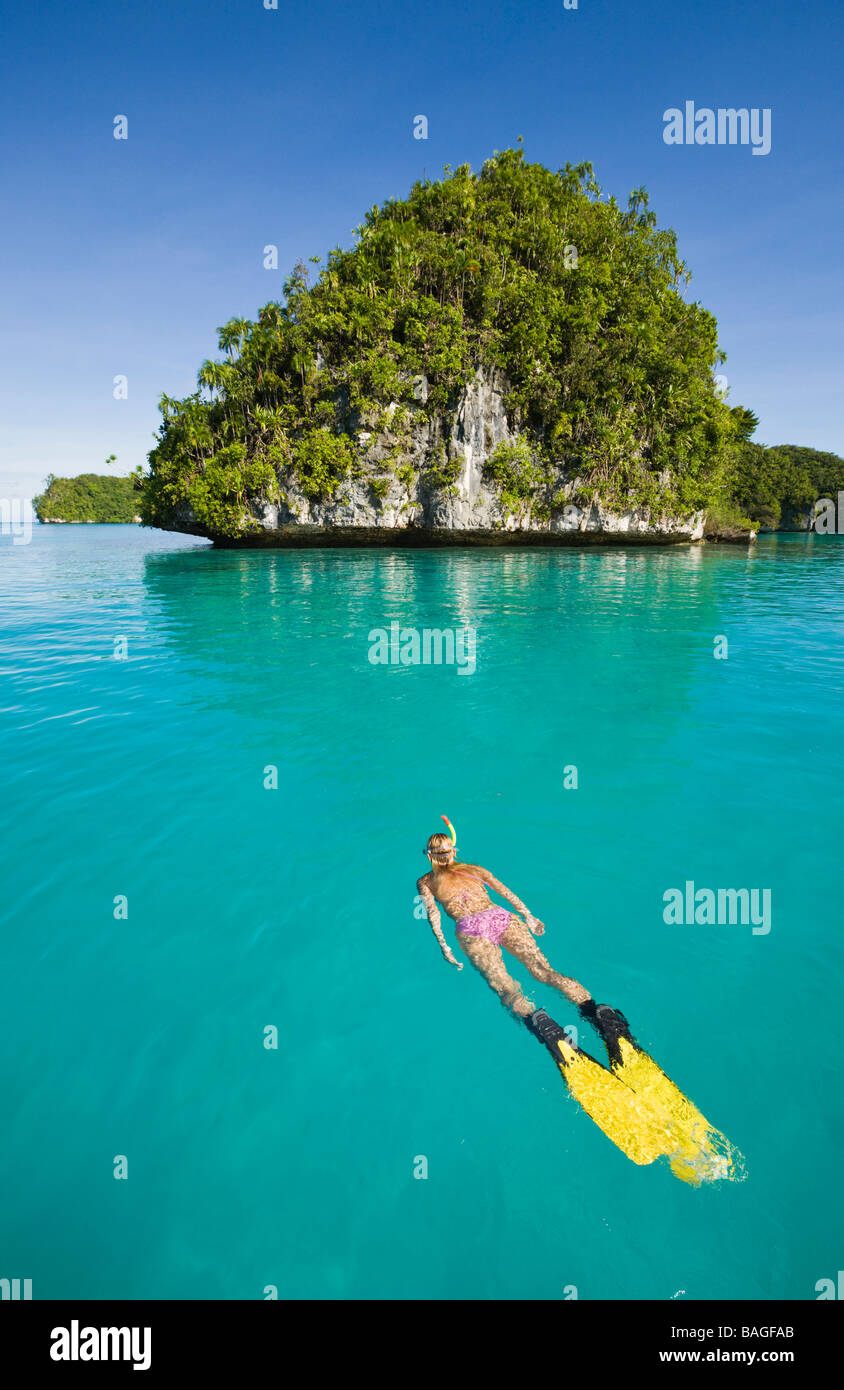 Skin Diving at Palau Micronesia Palau Stock Photo Alamy