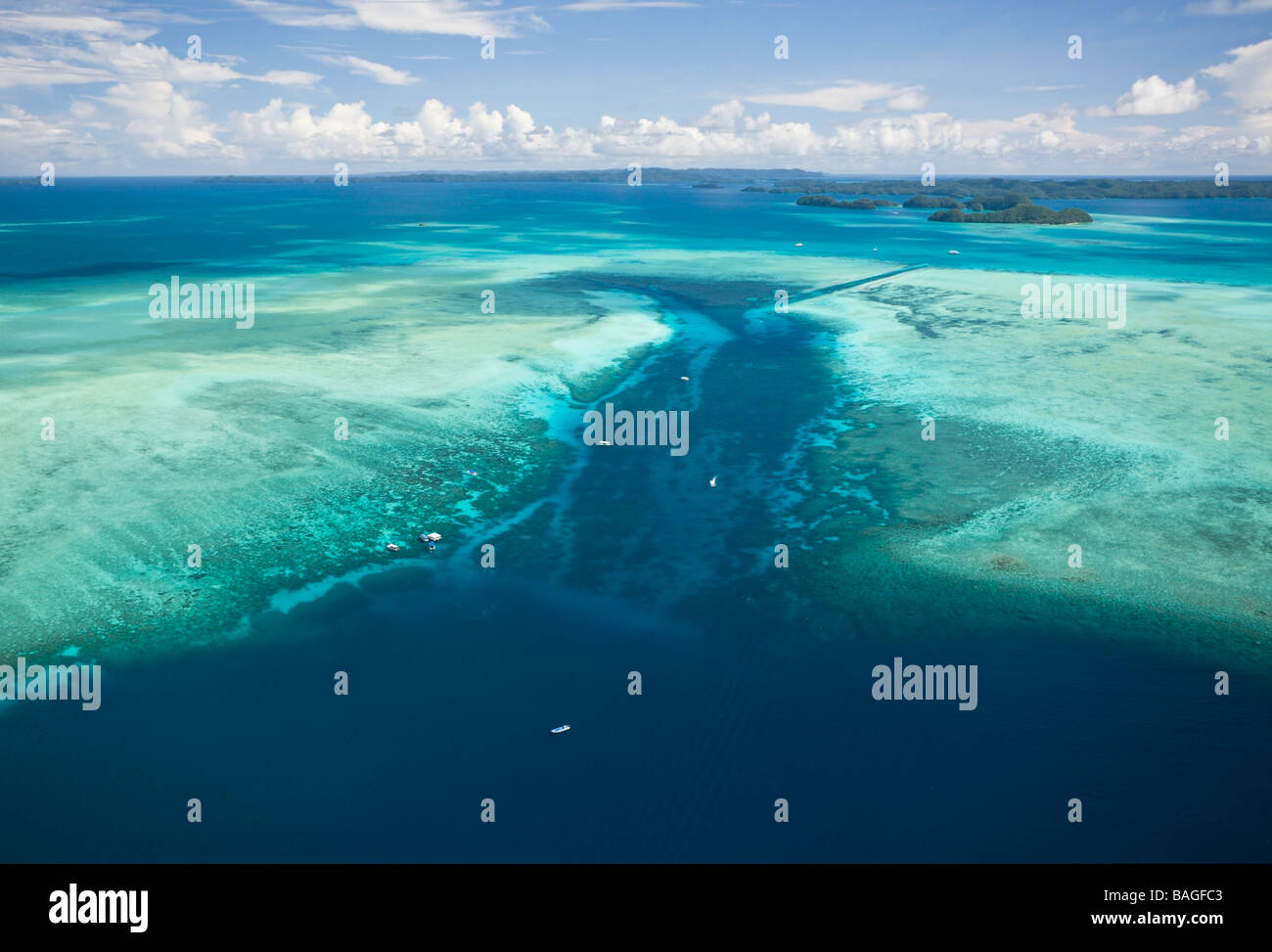 Aerial View of Divespot German Channel Micronesia Palau Stock Photo
