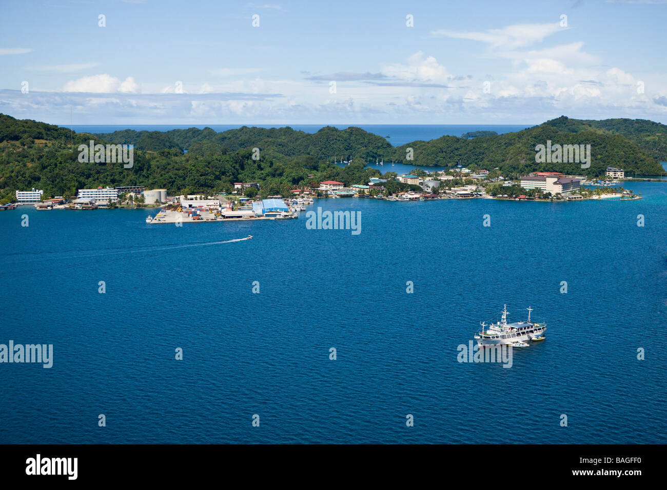 Aerial View on Koror Capital Micronesia Palau Stock Photo