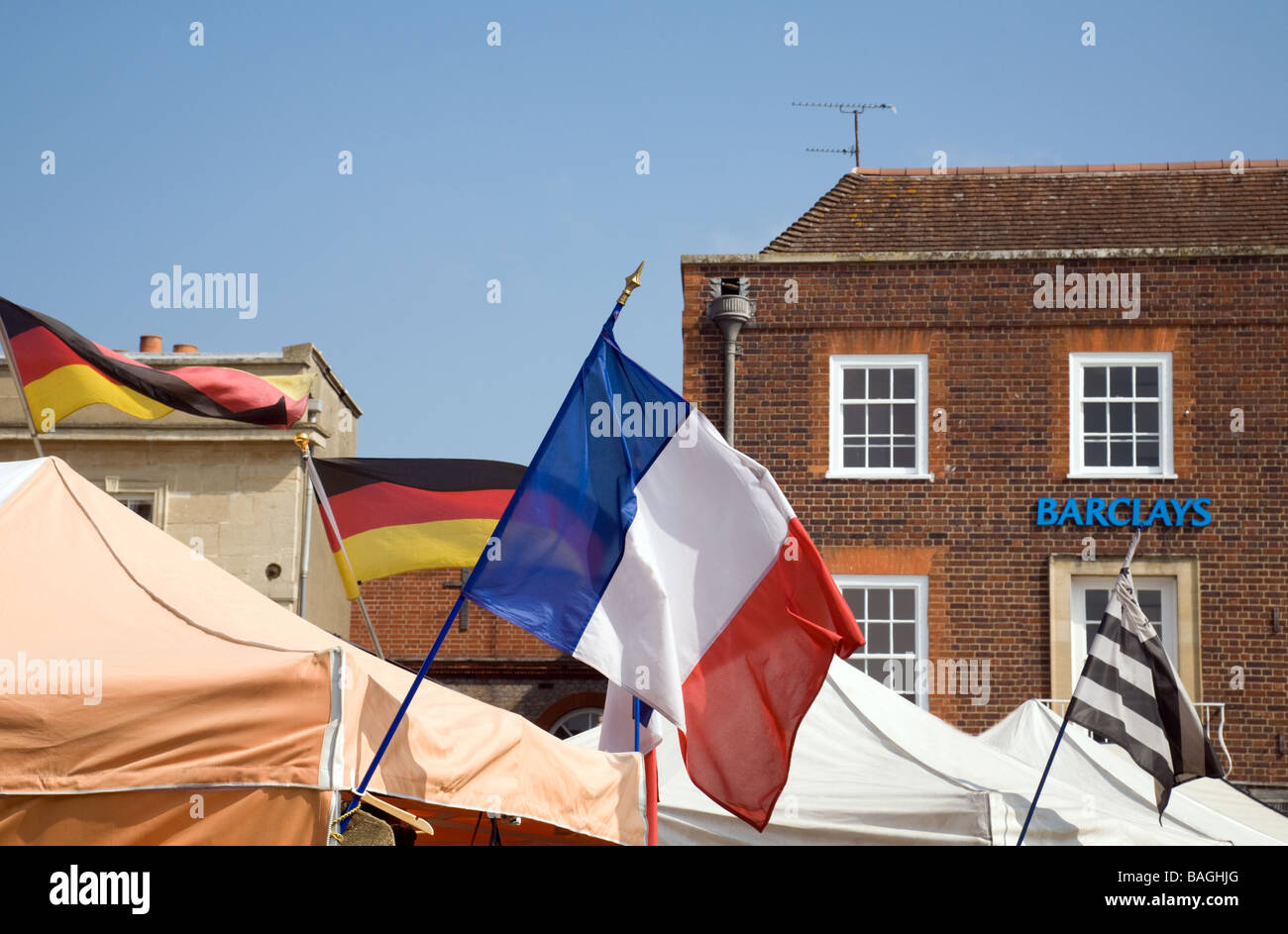 Barclays Bank, Wallingford Oxfordshire with European flags Stock Photo