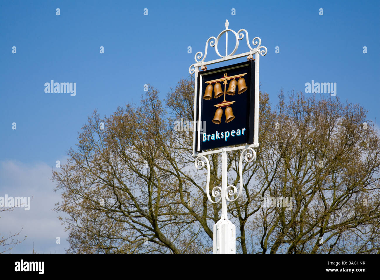 The sign for the Six Bells on the Green pub, Warborough Oxfordshire UK Stock Photo