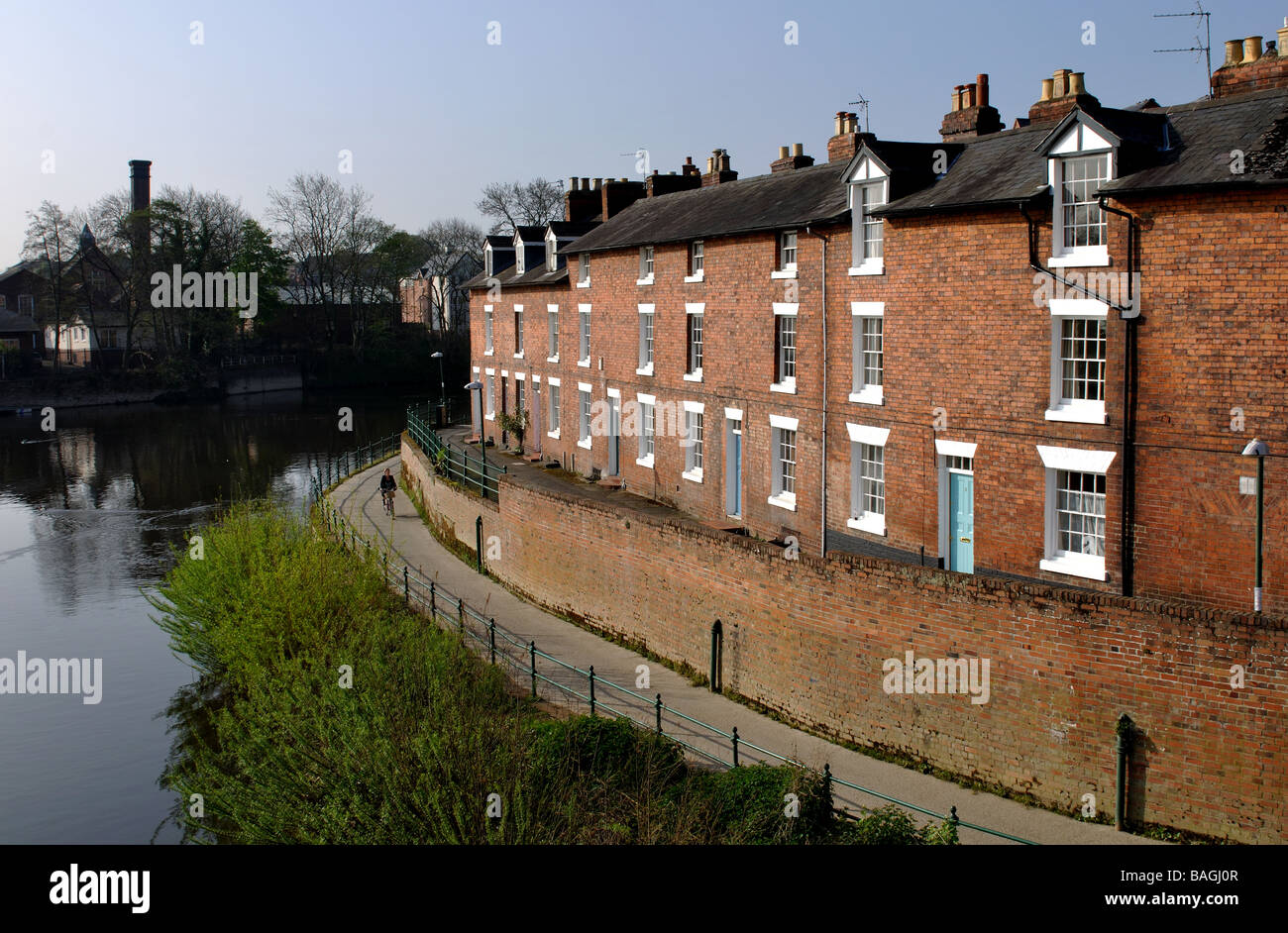Marine Terrace and River Severn from English Bridge, Shrewsbury, Shropshire, England, UK Stock Photo
