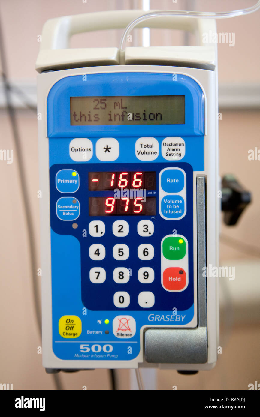 A Graseby Infusion pump for intravenous medication in a hospital in England Stock Photo