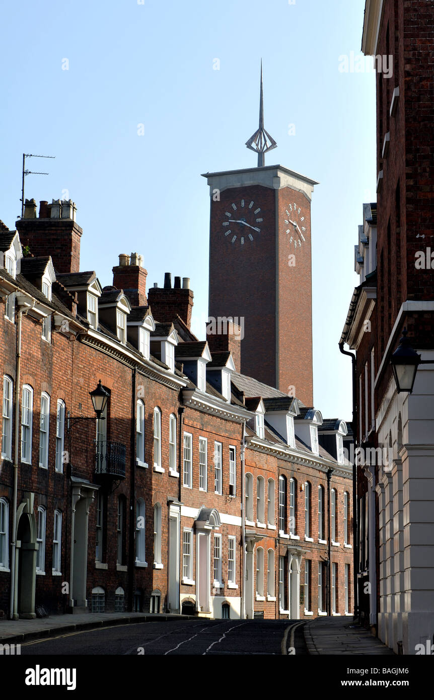 St.Johns Hill and Clock Tower, Shrewsbury, Shropshire, England, UK