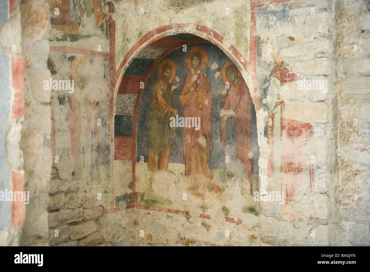 Painted frescos Saint Nicholas church Demre Myra Turkey Stock Photo