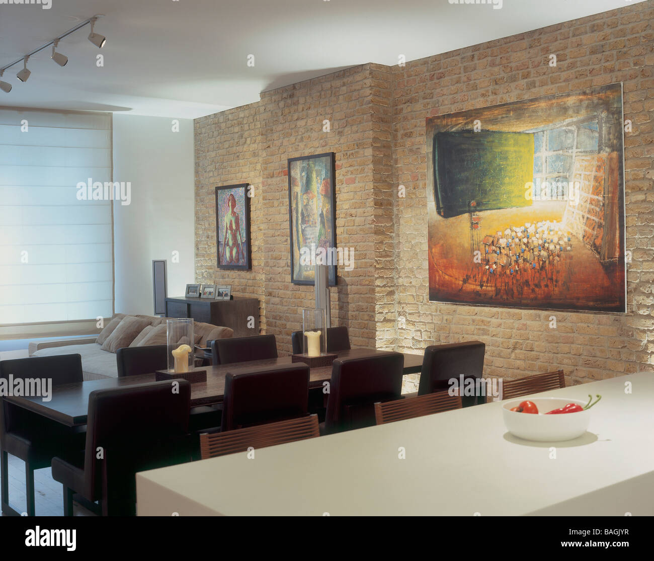 Private Flat, London, United Kingdom, Bere Architects, Private flat kitchen to dining. Stock Photo