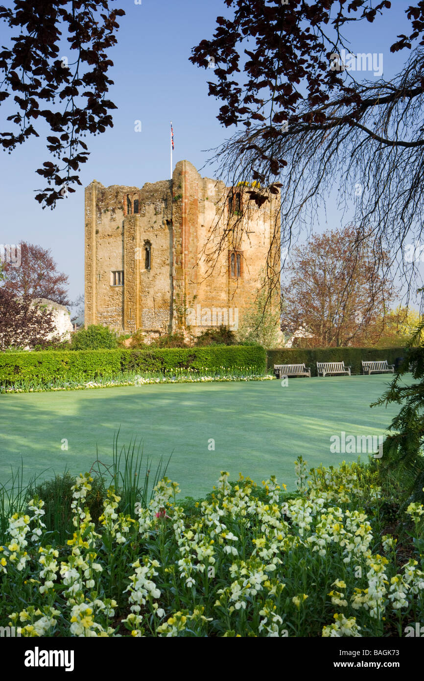 Guildford Castle and bowling green, Surrey, UK Stock Photo