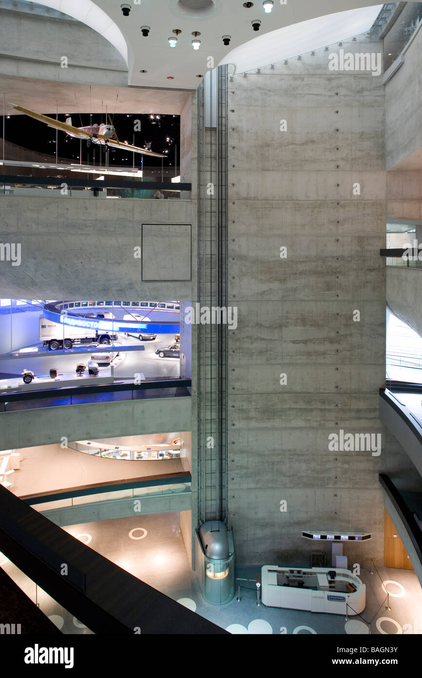 Mercedes Museum, Stuttgart, Germany, Un Studio (Ben Van Berkel and Caroline Bos), Mercedes museum point view of the atrium. Stock Photo