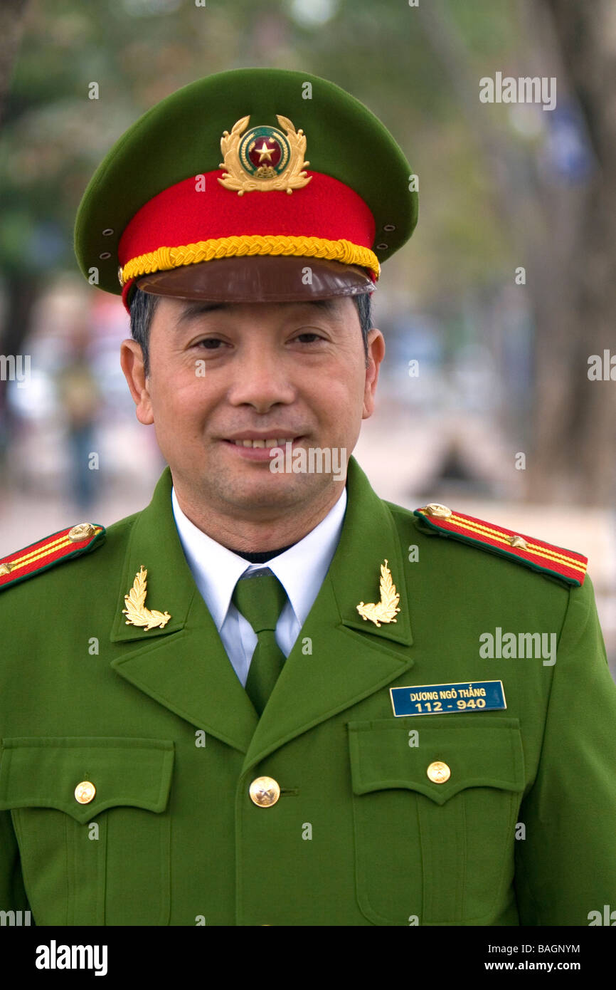 Vietnamese army officer in Hanoi Vietnam Stock Photo