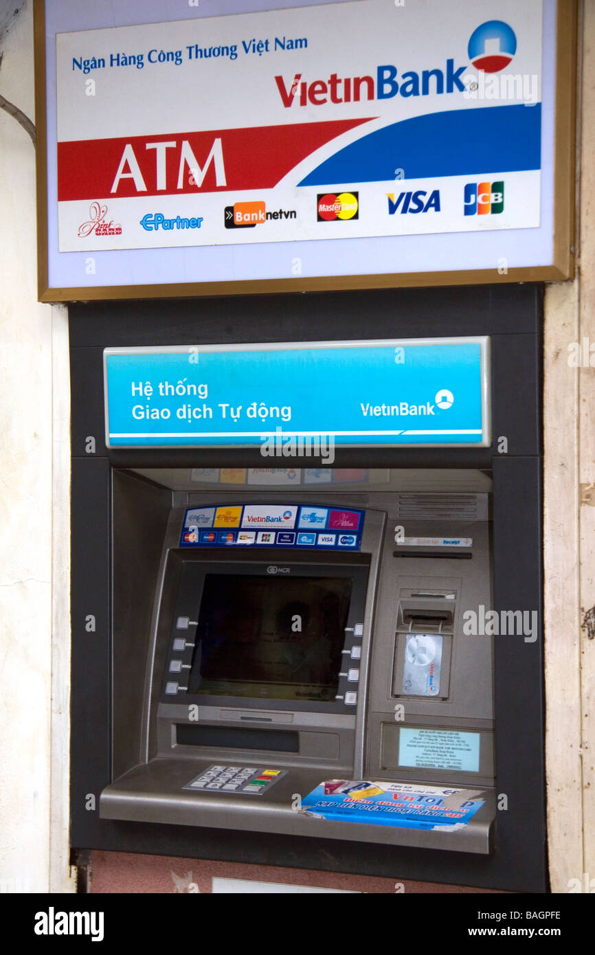 Automated teller machine of a bank in Hanoi Vietnam Stock Photo