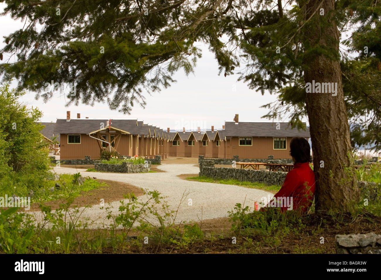 Cedar Cabins Cama Beach State Park Washington Stock Photo