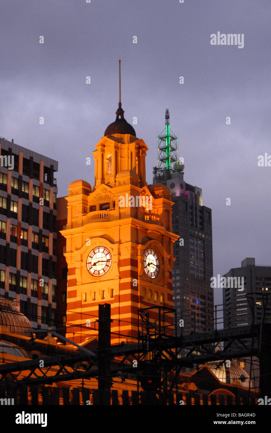 Flinders Station and the Melbourne Skyline Victoria Australia Stock Photo Alamy