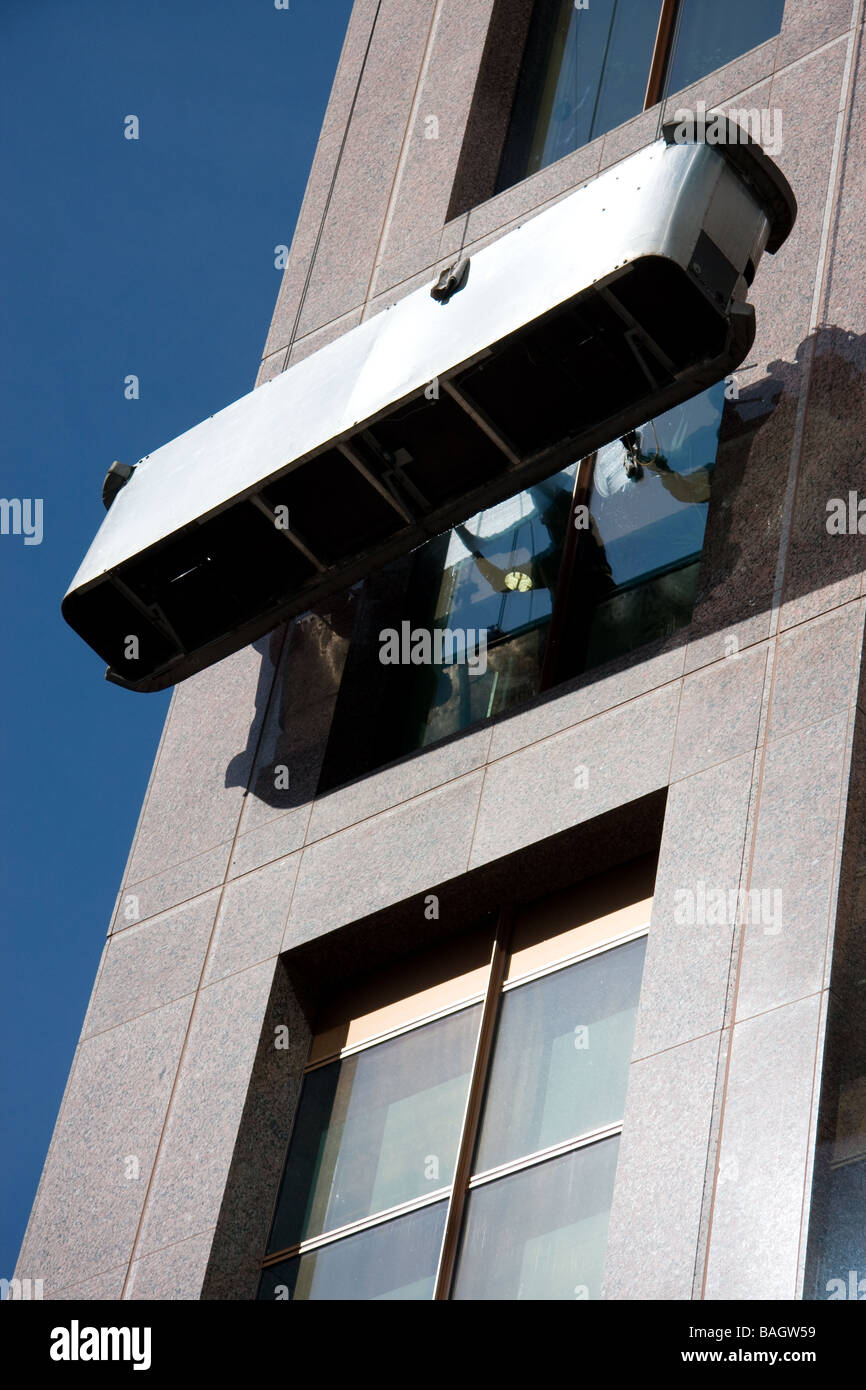 modern glass office window cleaning platform high Stock Photo Alamy