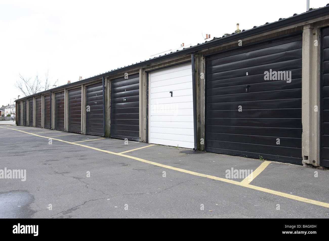 Row of lock up garages in south london Stock Photo Alamy