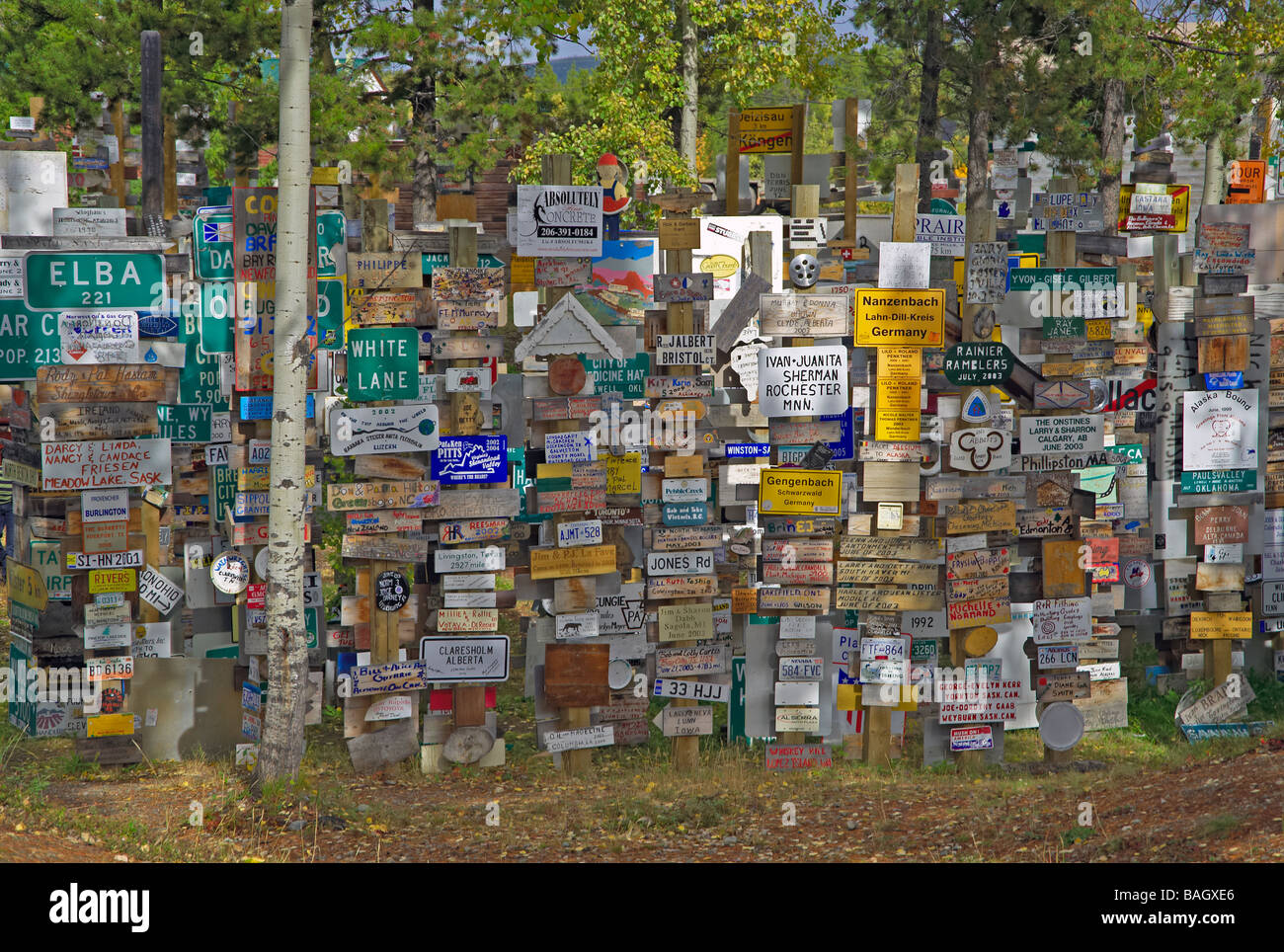 Canada, Yukon Territory, Watson Lake, Signpost Forest Stock Photo Alamy