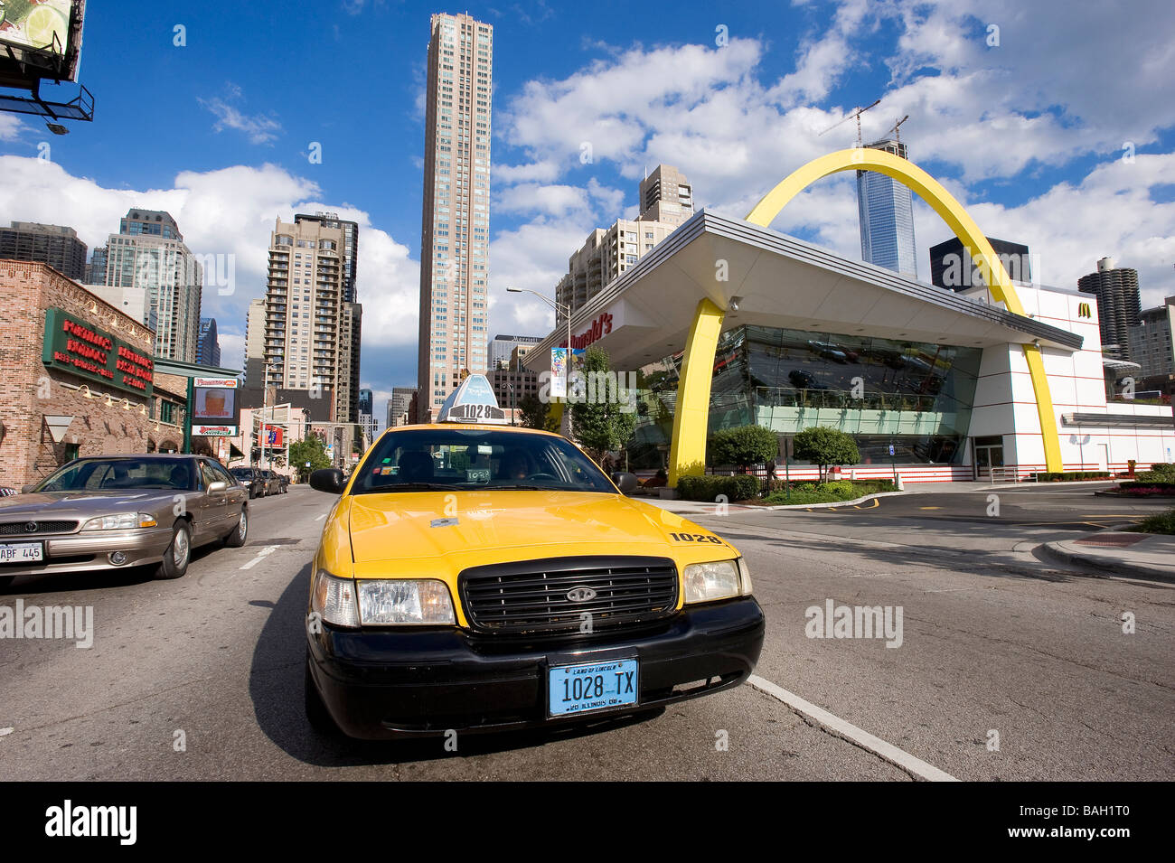 United States, Illinois, Chicago, McDonald's is born in Des Plaines in the suburbs of Chicago, this one opened in 2005 for it's Stock Photo