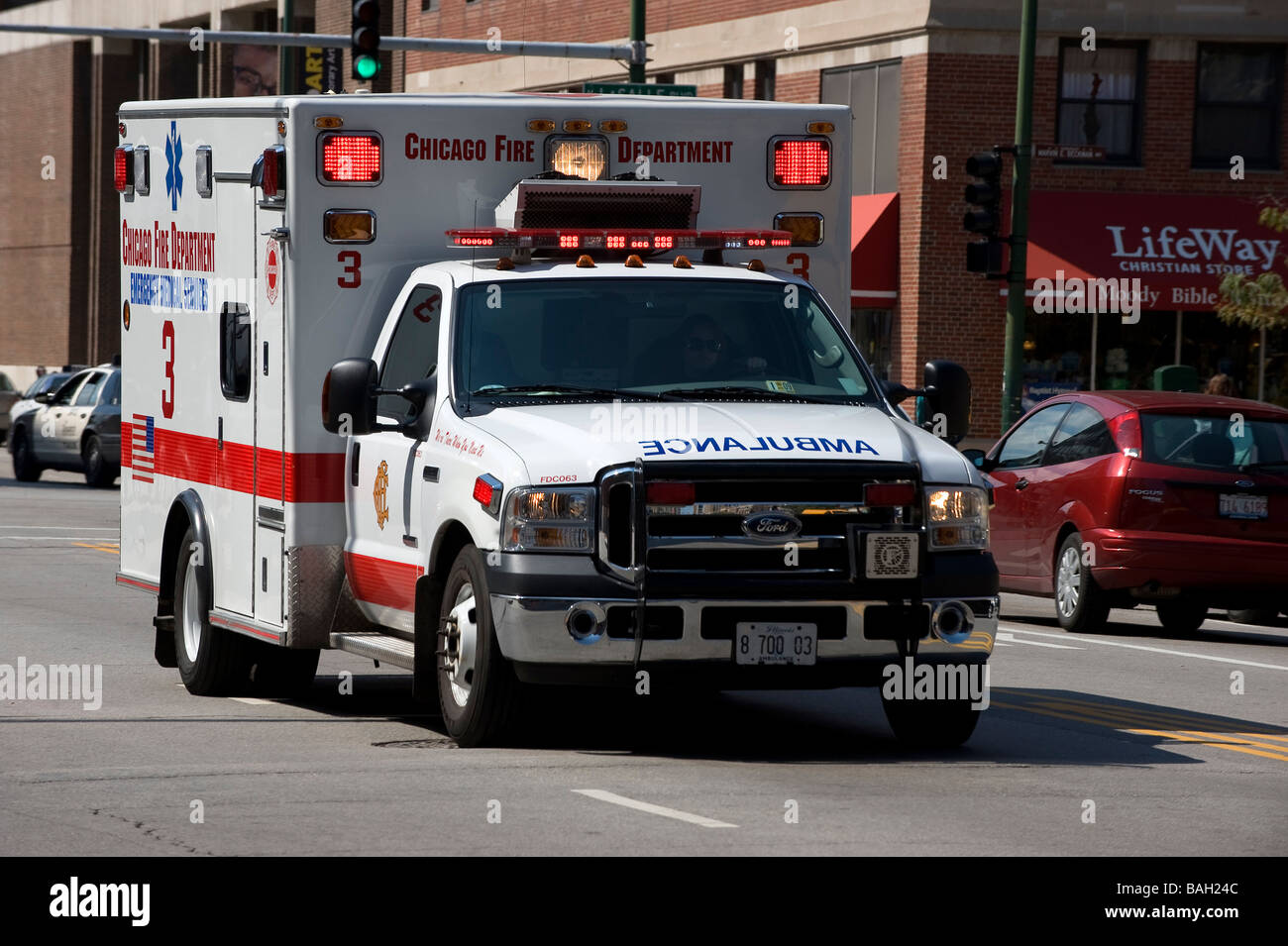 United States, Illinois, Chicago, ambulance of the Chicago fire