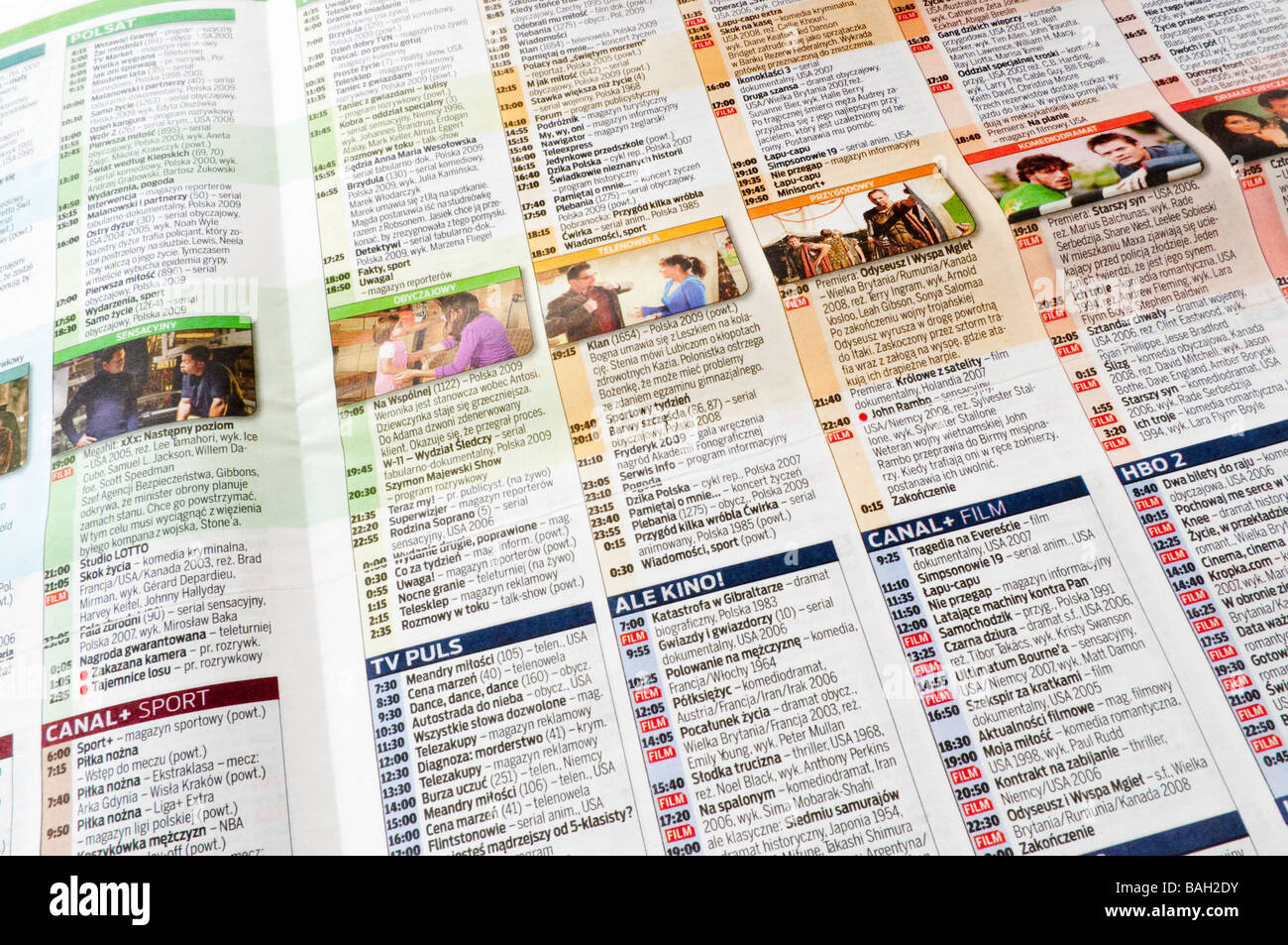 Polish satellite television listings in an Irish newspaper for Polish