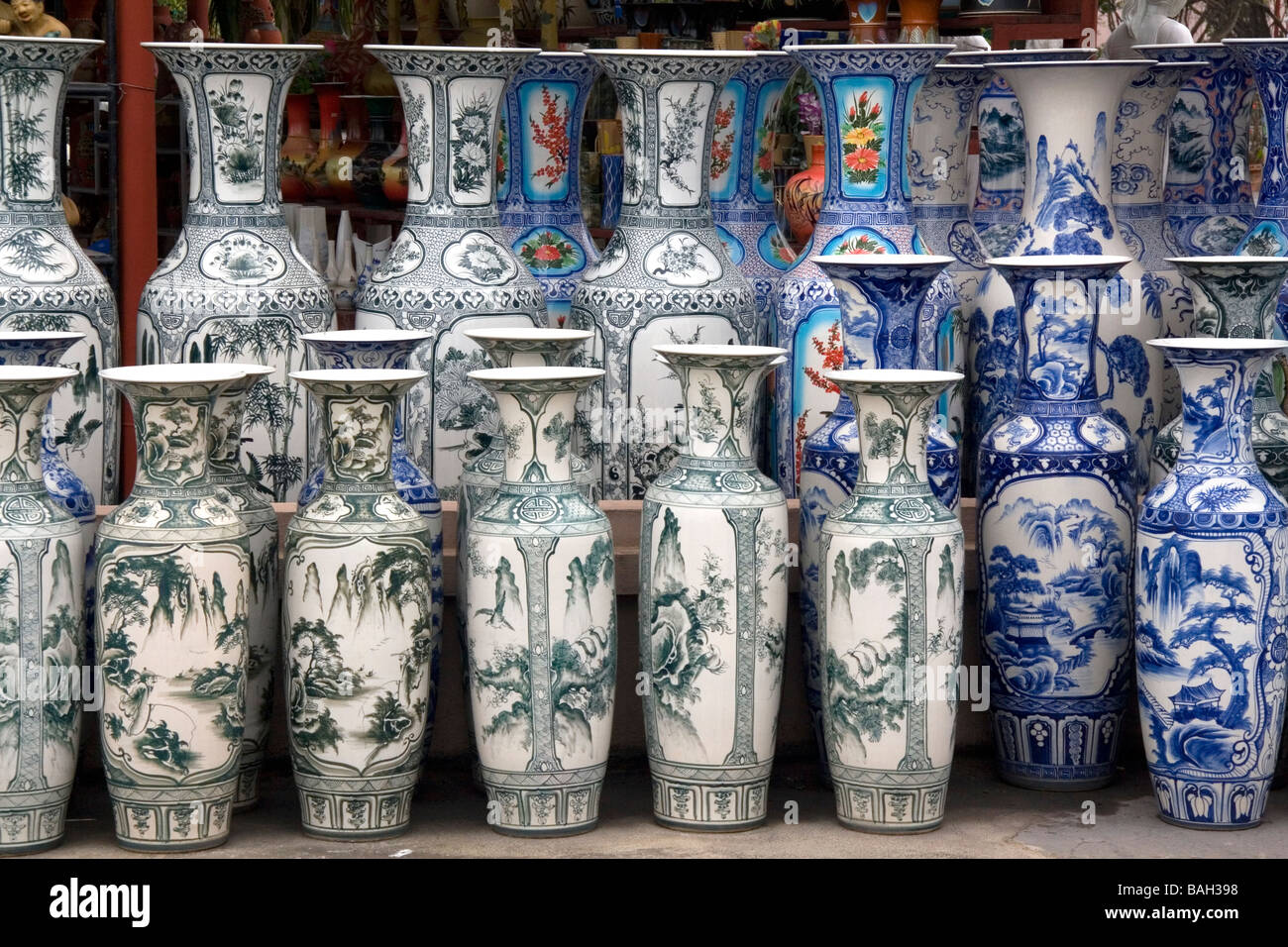 Painted ceramic vases at the Thai Son pottery factory near Ha Long Vietnam  Stock Photo - Alamy