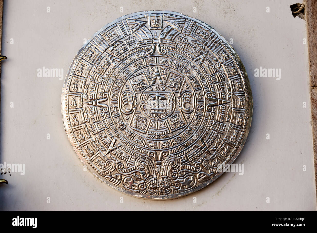 Mexico, Guerrero state, Taxco, silver Aztec calendar Stock Photo