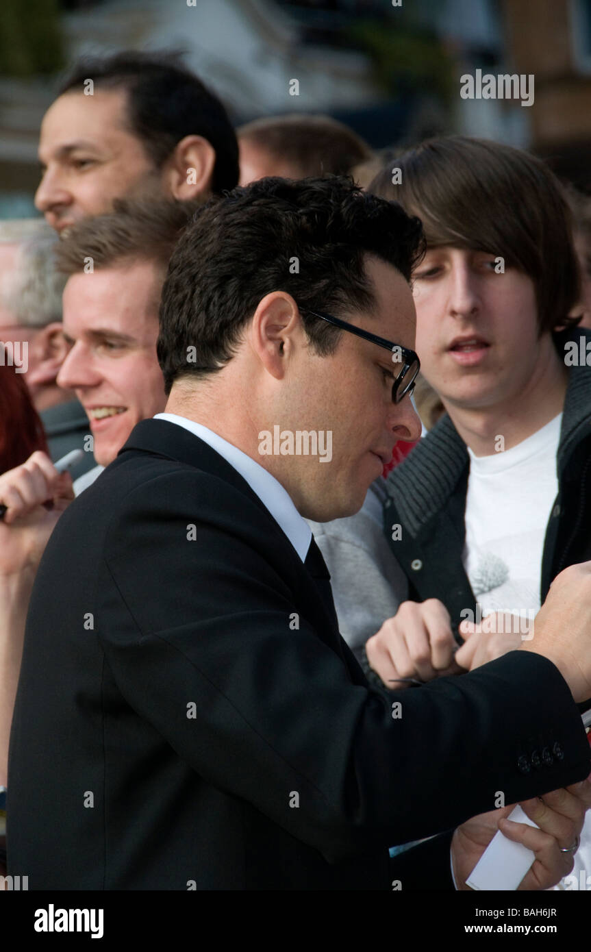 The director of the new Star Trek movie, JJ Abrams, signing autographs at the premiere in Leicester square, London Stock Photo