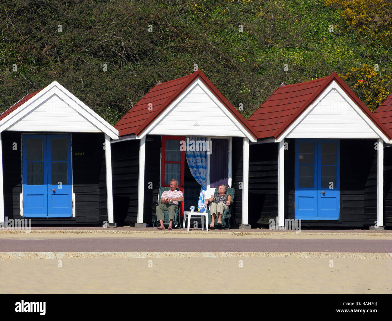 Bournemouth Beach Huts On The Seafront Dorset Britain Uk Stock Photo