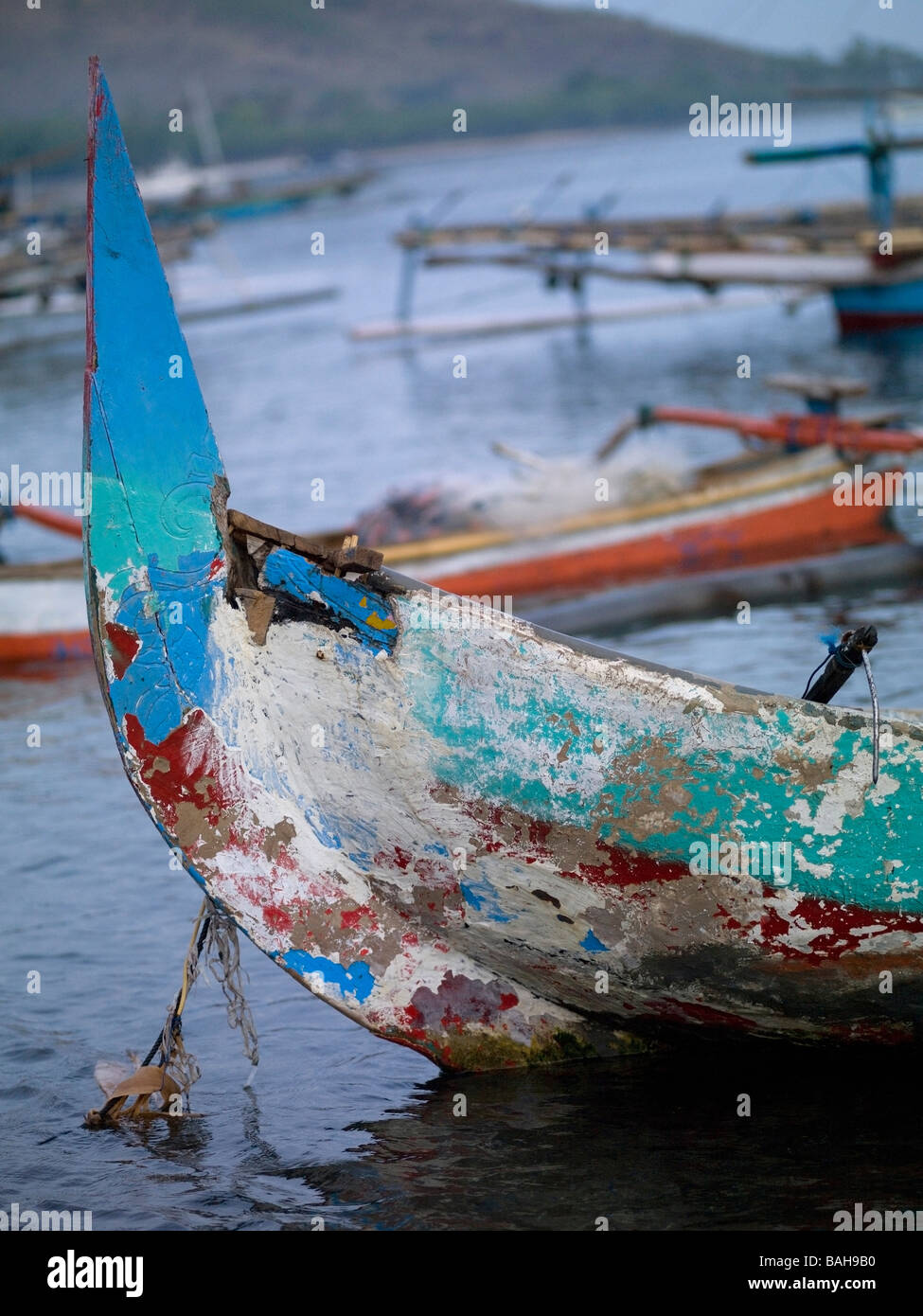 Java sea, Bali, Indonesia; Balinese fishing vessels Stock Photo