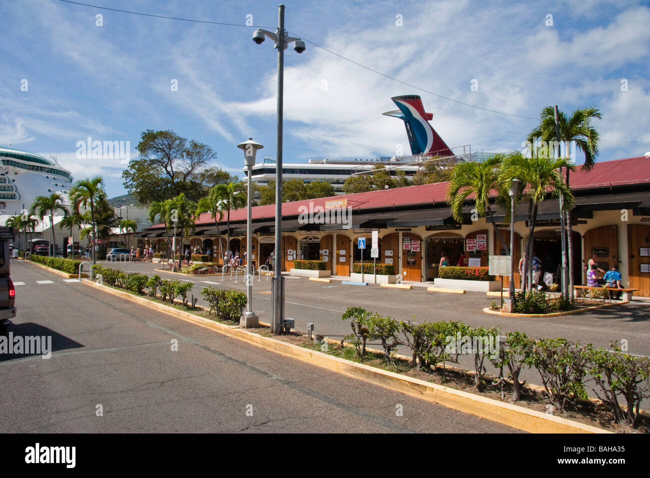 Shops at the Cruise Ship Landing in St Thomas Stock Photo