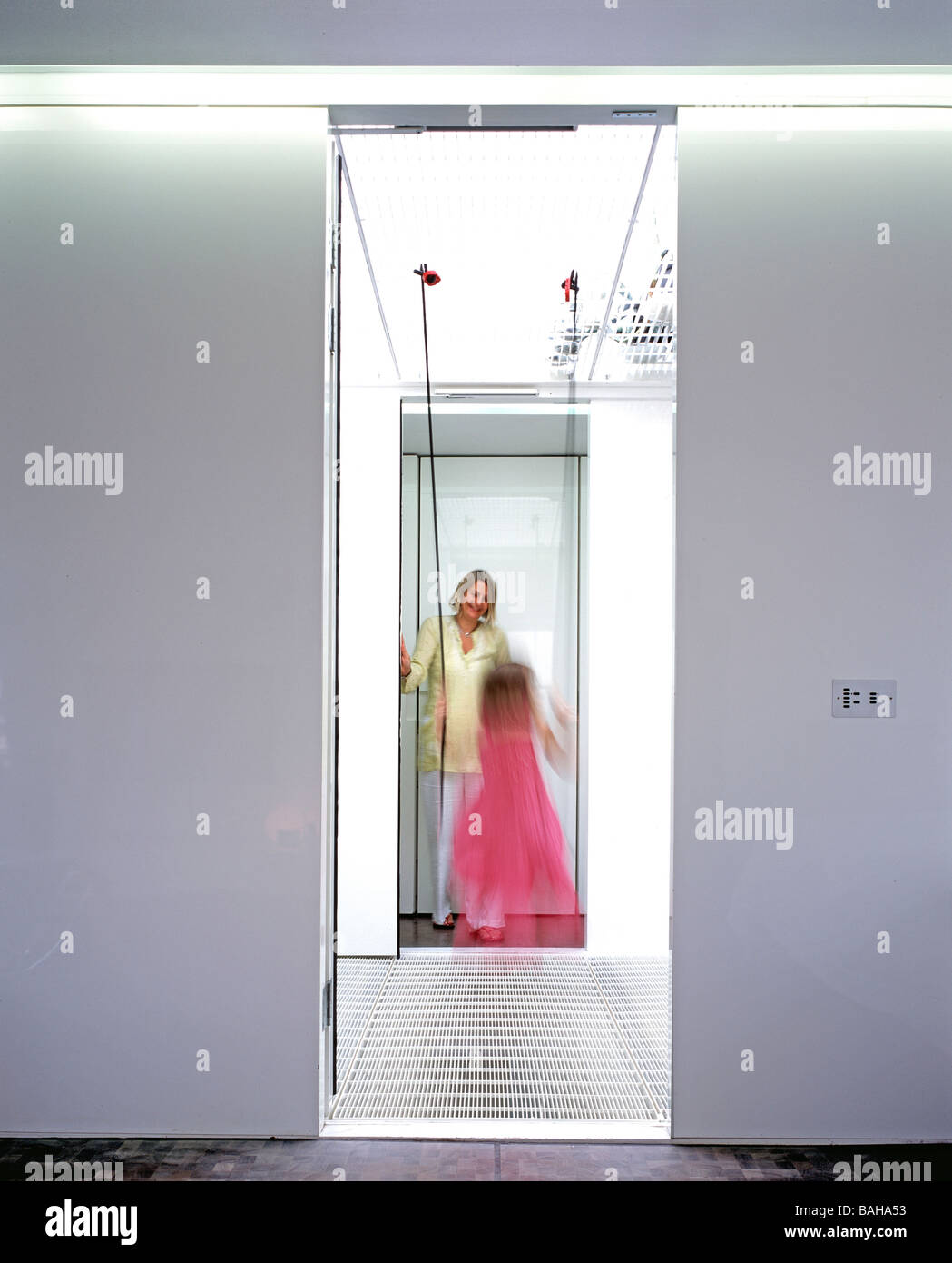 Private Residence, London, United Kingdom, Gianni Botsford Architects, Private residence interior view-showing child playing on Stock Photo