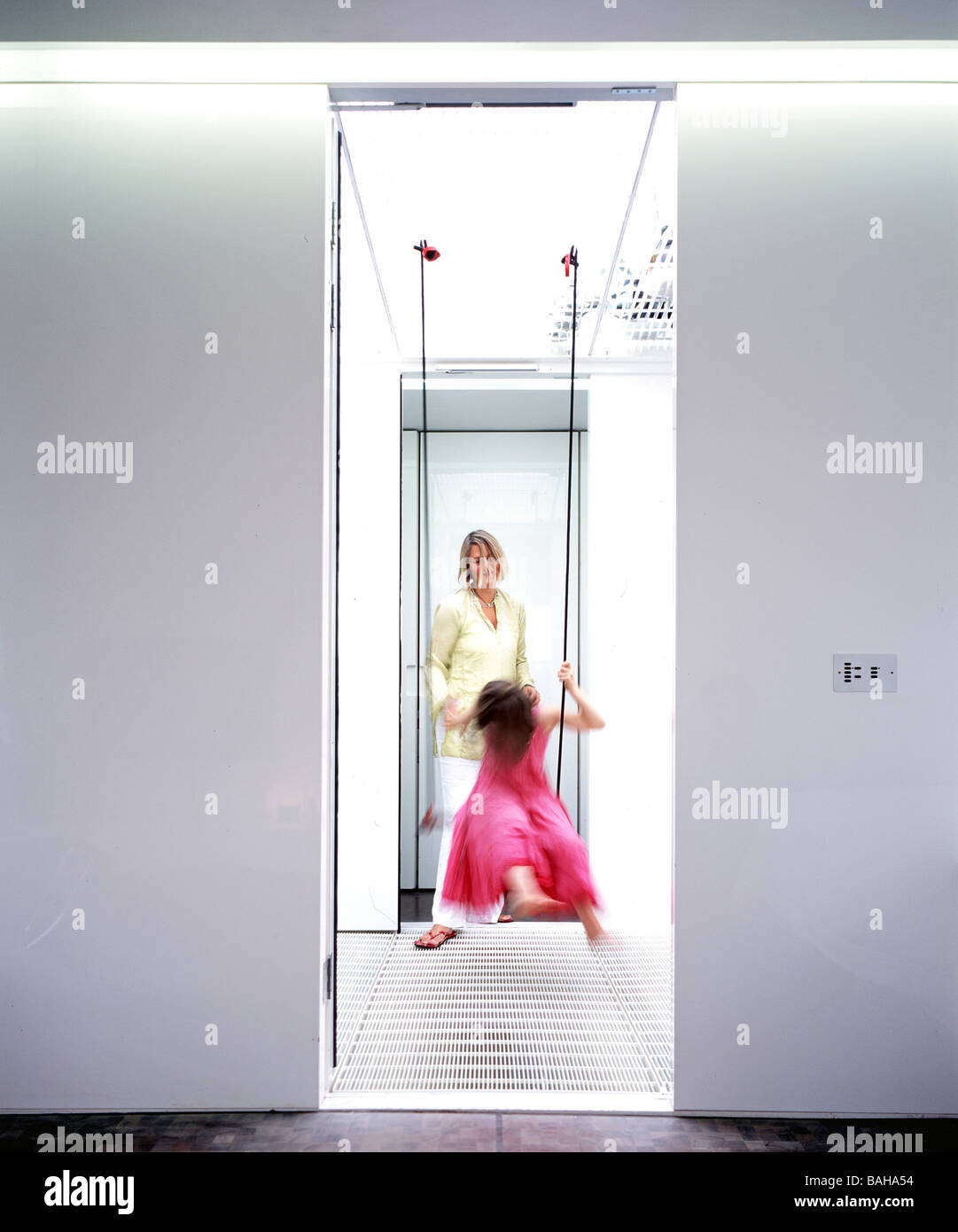 Private Residence, London, United Kingdom, Gianni Botsford Architects, Private residence interior view-showing child playing on Stock Photo