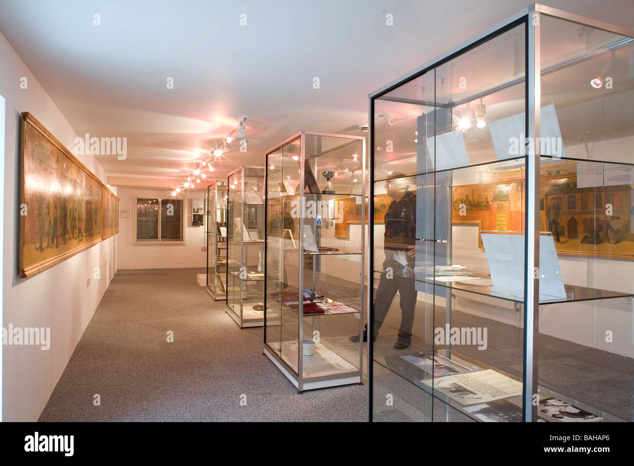 Poole Museum, Poole, United Kingdom, Horden Cherry Lee Architects, Poole museum display cabinates on the first floor. Stock Photo