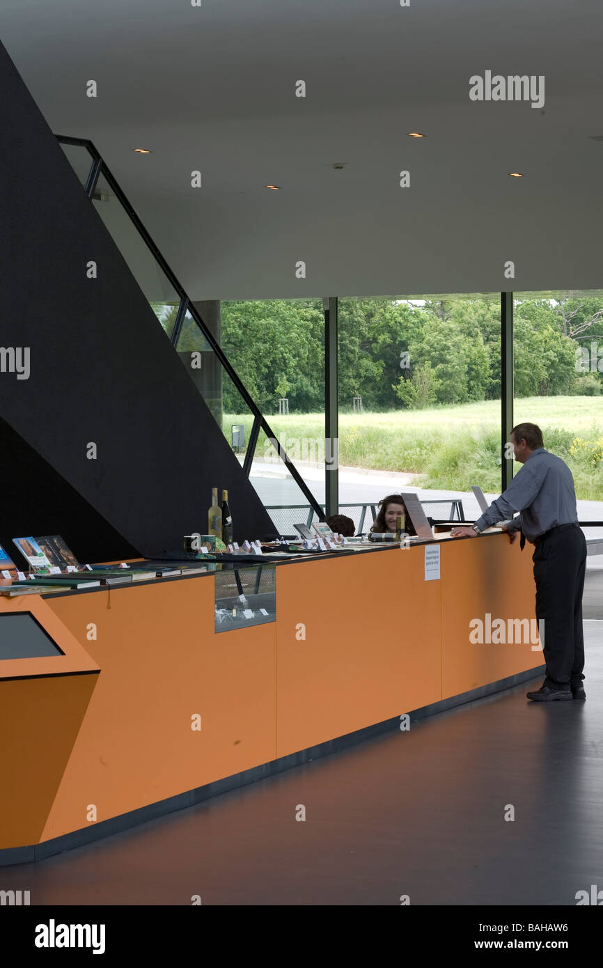 Nebra Ark, Wangen, Germany, Holzer Kobler Architekturen, Nebra ark reception and gift counter. Stock Photo