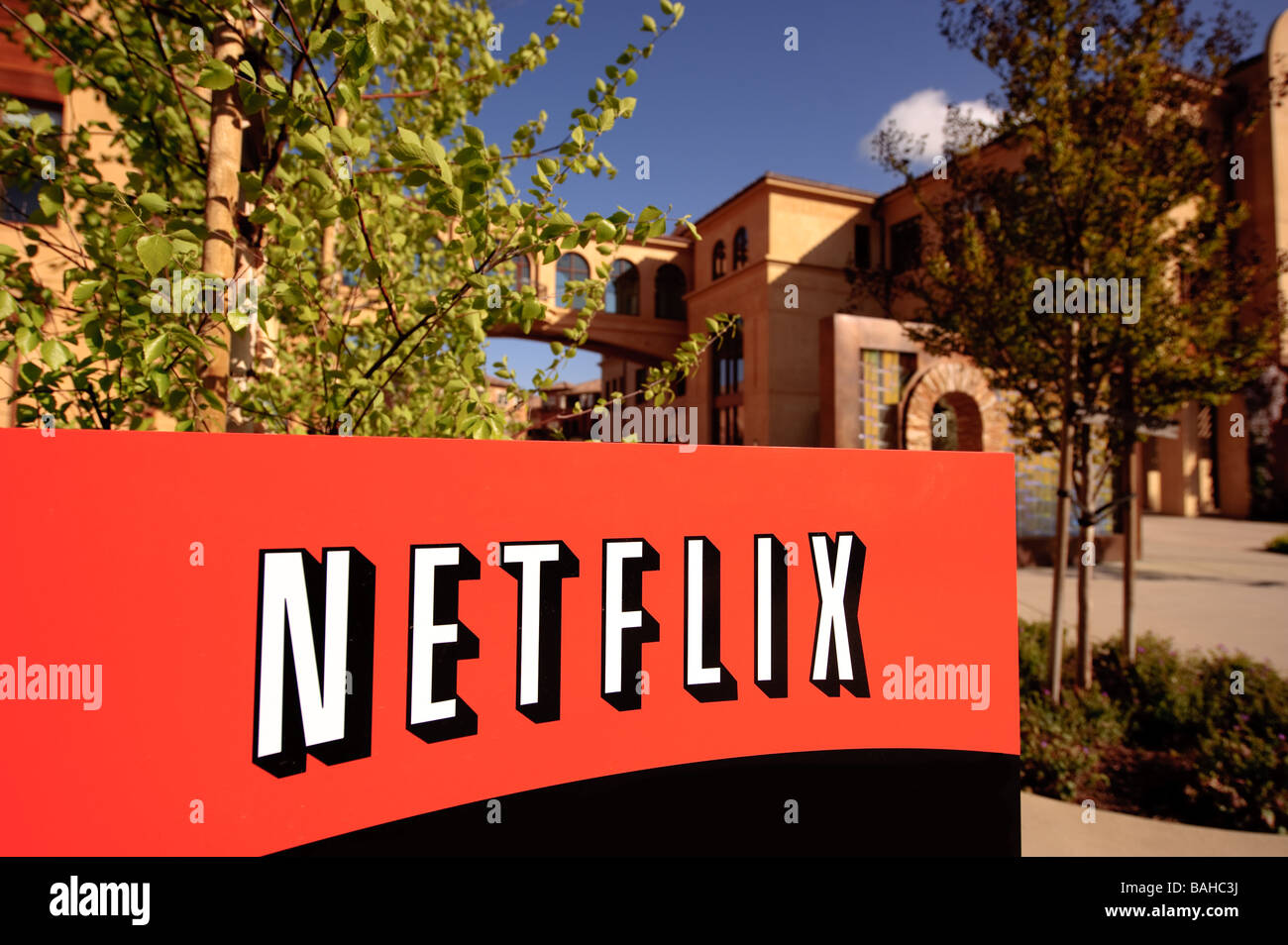 Headquarters of Netflix Inc on Winchester BLVD in San Jose California. Stock Photo