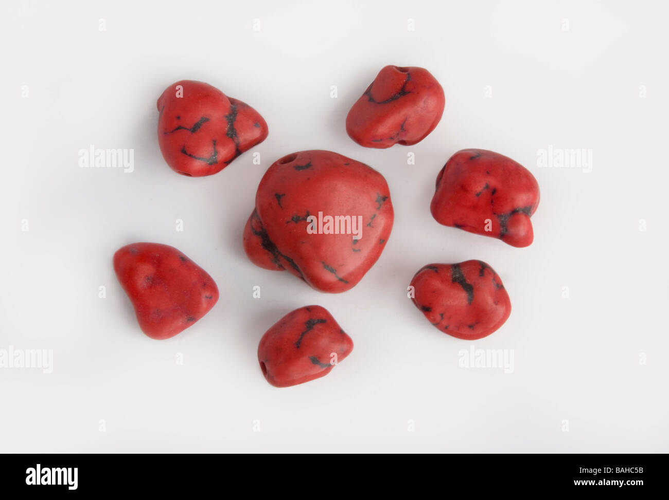 Red Coral pieces on white background Stock Photo