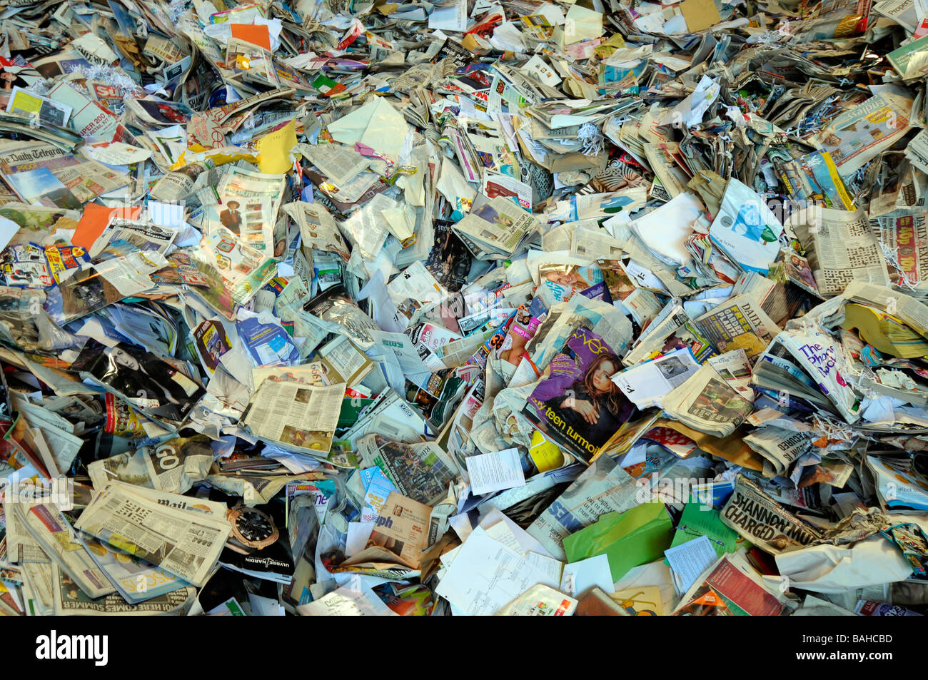 Newspapers at a recycling centre Stock Photo Alamy