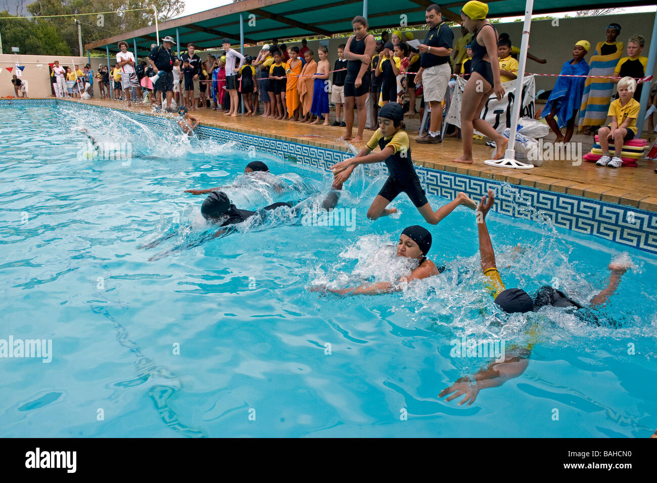 Swimming gala at St School Cape Town South Africa Stock Photo