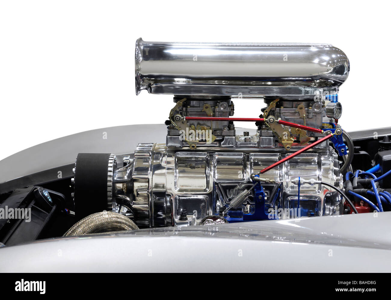 License available at MaximImages.com - Powerful custom drag race muscle car engine Stock Photo