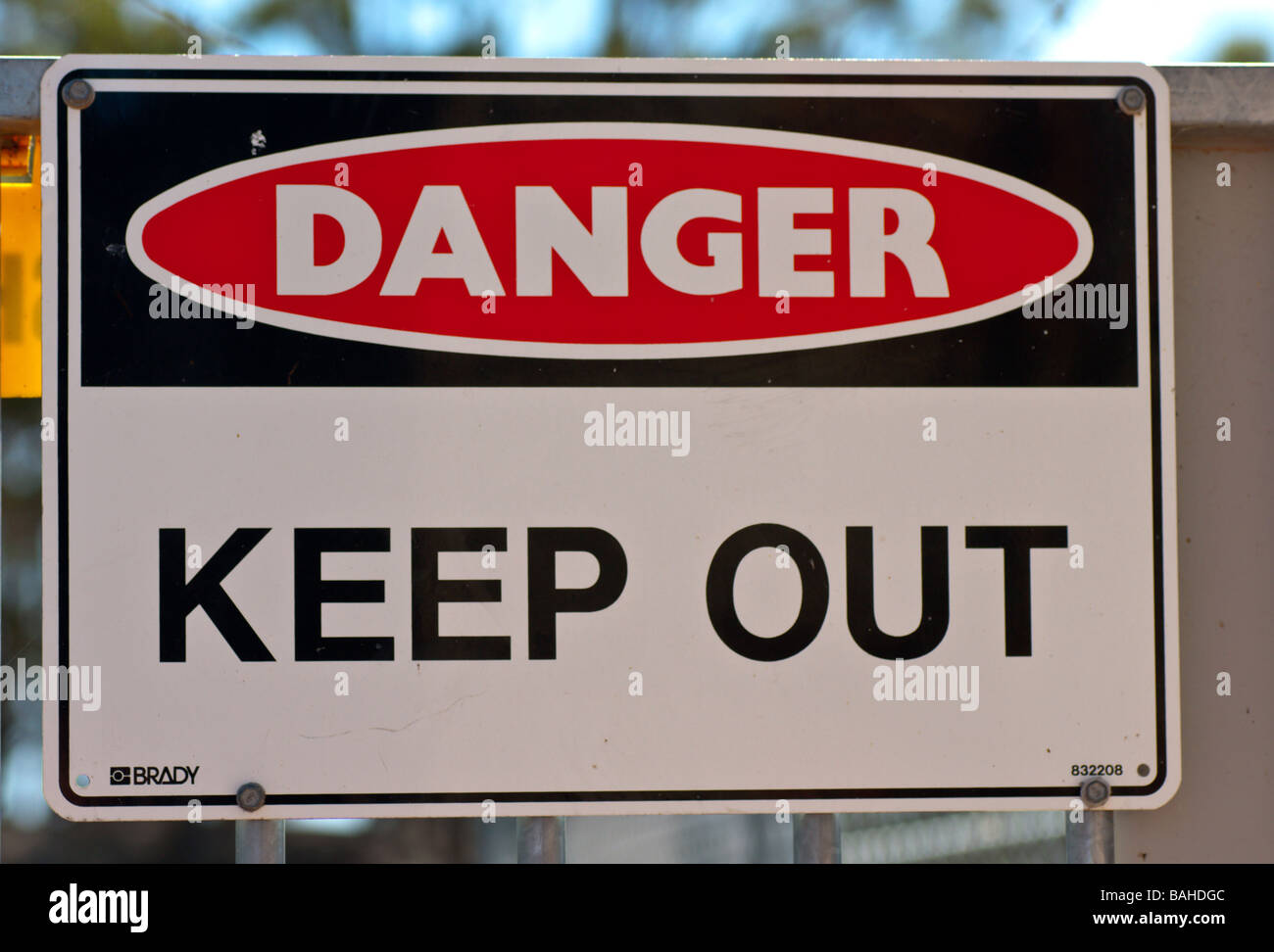 Warning signs on a fence restricting entery. Stock Photo