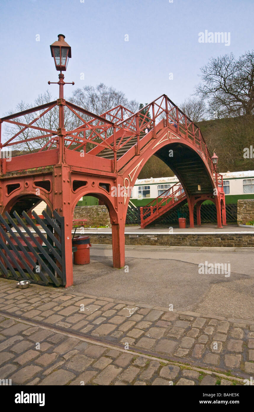 Passenger bridge Goathland Station, North Yorkshire Moors Railway Stock Photo