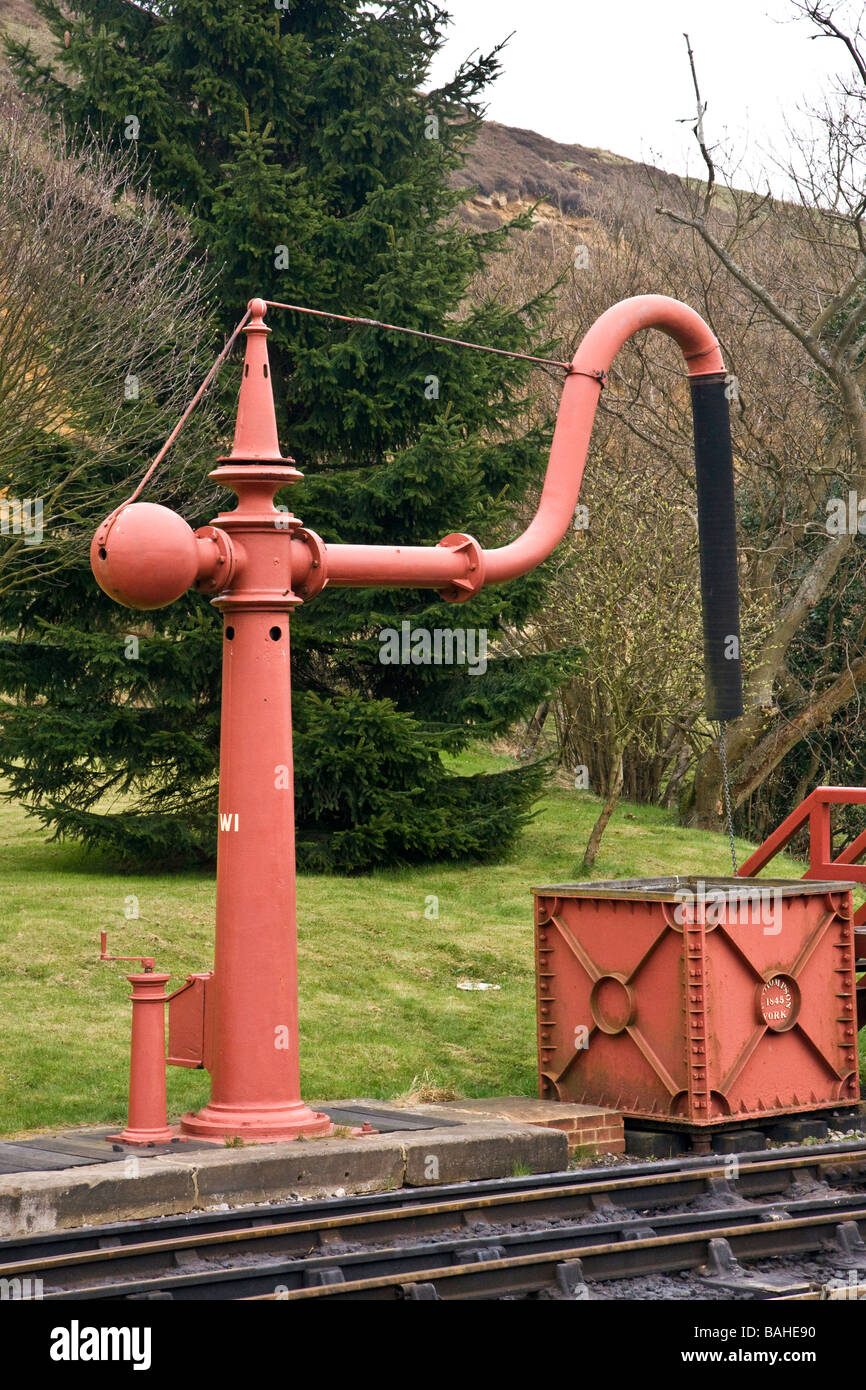 Water crane and tank at Goathland, North Yorkshire Moors Railway Stock Photo