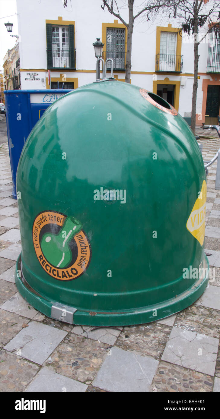 reclcling bins in Seville in Spain Stock Photo Alamy